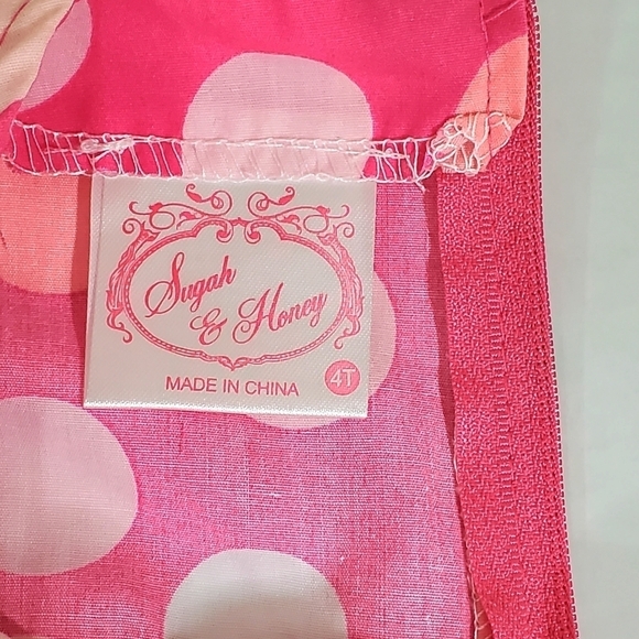 Sugah & Honey Pink & White Polka Dot Sleeveless Dress - Toddler & Girls 4 - Picture 4 of 5